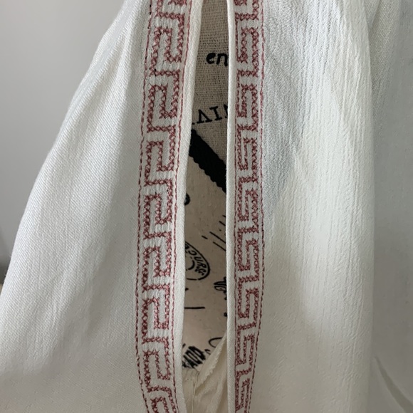 Lucky Brand Ivory Peasant Crinkle Gauze Tassels Embroidery Boho Size:S - Picture 10 of 16